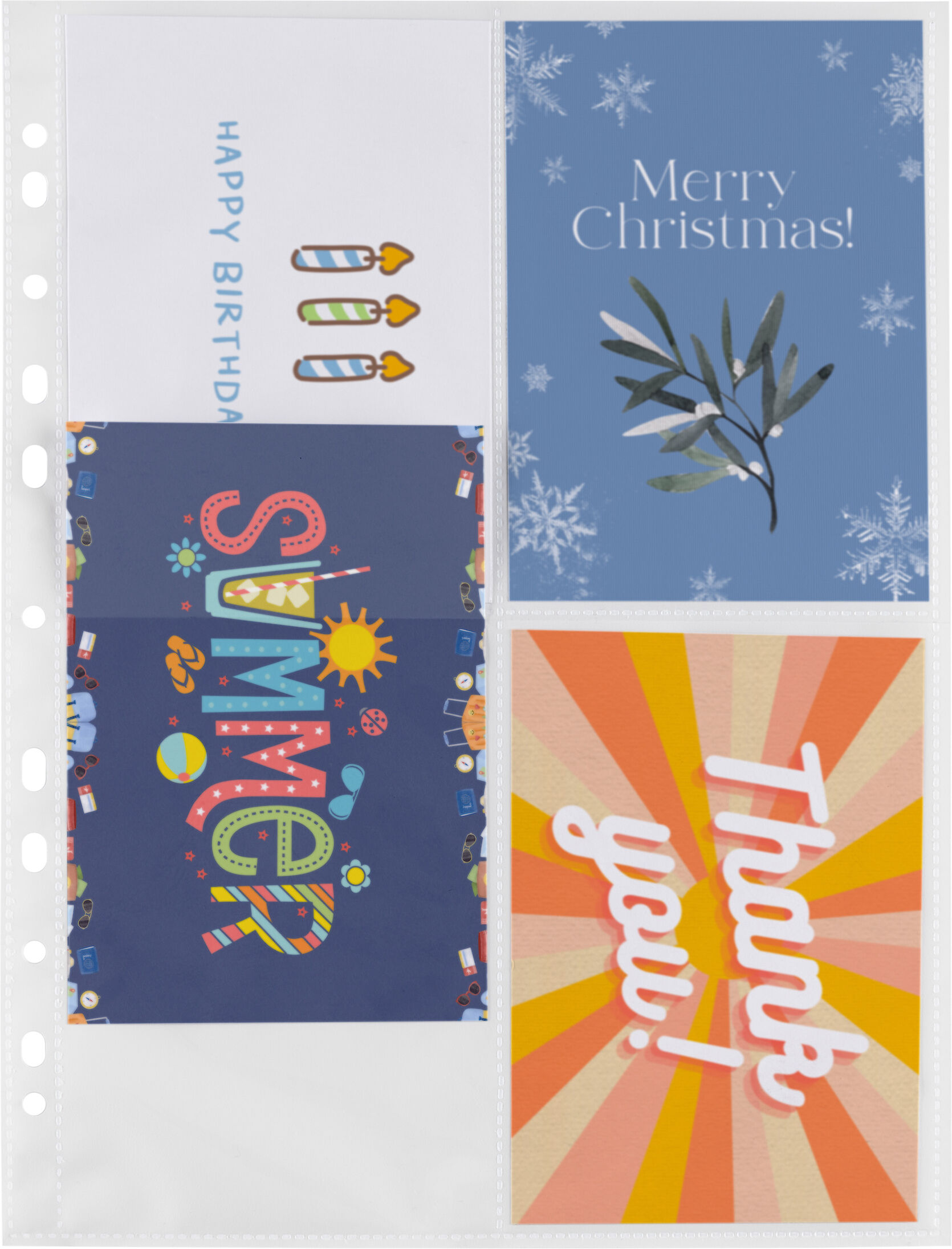 SPRINTIS 100 Unités - Pochettes de rangement A4 pour 8 cartes postales, PP, blanc, transparent