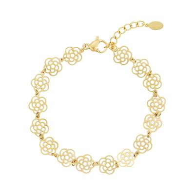 Gliederarmband ADELIA´S "LIVAYA", gold (goldfarben), Armbänder, Damen, yehwang_16, Stahl, Gliederarmband, modisch mit durchbrochenen Blumenmotiven
