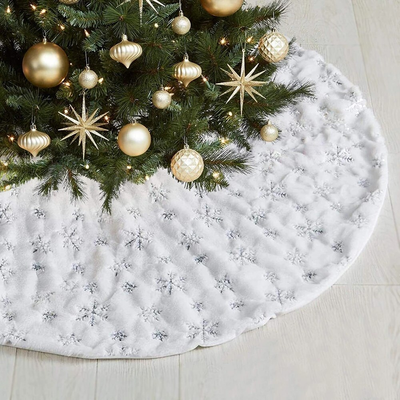 HomeDecorAndMore LLC White Snowflake Tree Skirts Christmas Decor Silver