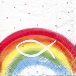 Papierservietten "Regenbogen/Weiß", 33 x 33 cm, 20 Stück