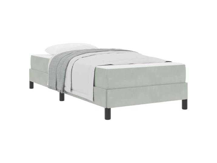 PUGYNBK Boxspringbett, Hellgrau, 80 x 210 cm, mit Matratze Gepolstert, Massivholzrahmen, Taschenfederkerne, mittlere Festigkeit, Verwendung im Innenbereich