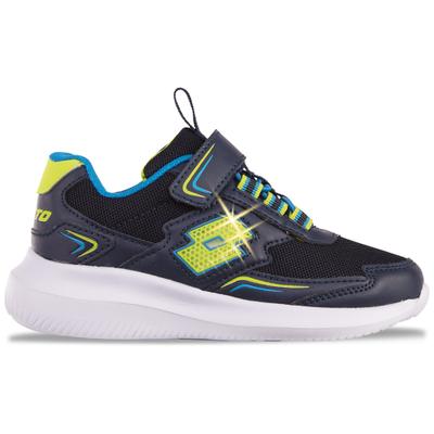 Sneaker LOTTO, Kinder, Gr. 32, blau (navy, lime), Kunstfaser, Synthetik, mehrfarbig, Schuhe Sneaker, - mit blinkenden LEDs