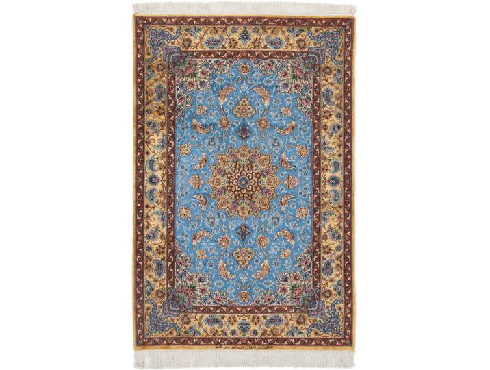 Isfahan Seidenkette Teppich 111x164 Handgeknüpft Orientteppich Perserteppich