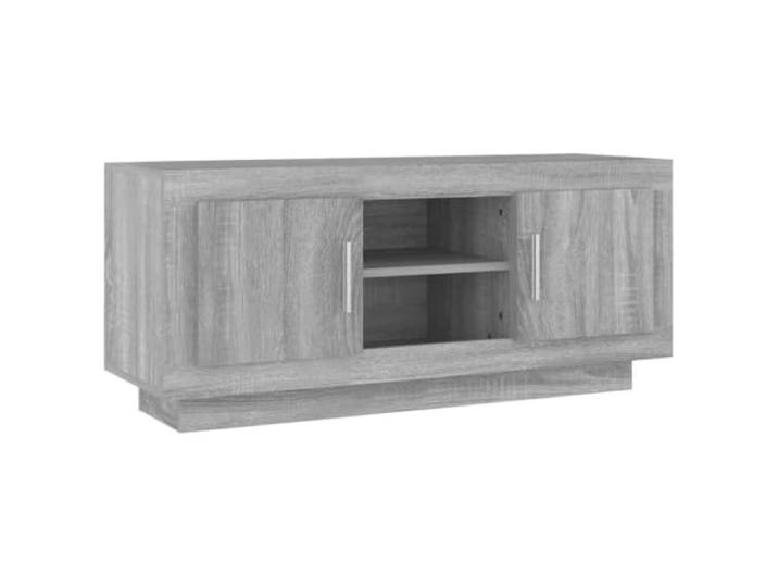 KUPTYERFG TV-Schrank Grau Sonoma 102x35x45 cm Holzwerkstoff Stilvolles Lowboard fuer Wohnzimmer und Schlafzimmer, bietet praktische Fächer fuer Receiver und Mediengeraete.