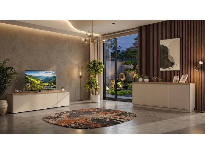 Xlmoebel Wohnzimmer-Set Beiges Wohnzimmer-Set TV-Lowboard Konsole TV-Möbel