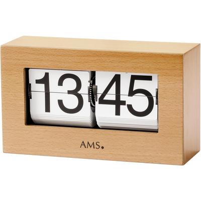 Tischuhr AMS "T1175/18", braun (buchefarben), Tischuhren, Büro, Wohnzimmer, Esszimmer, Holz
