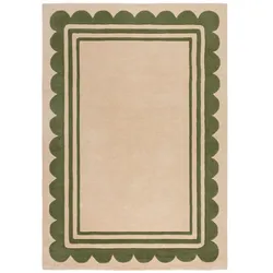 KADIMA DESIGN Wollteppich Handgetuftet mit elegantem Jakobsmuschel-Design | Langlebig & Komfortabel | 120x170cm