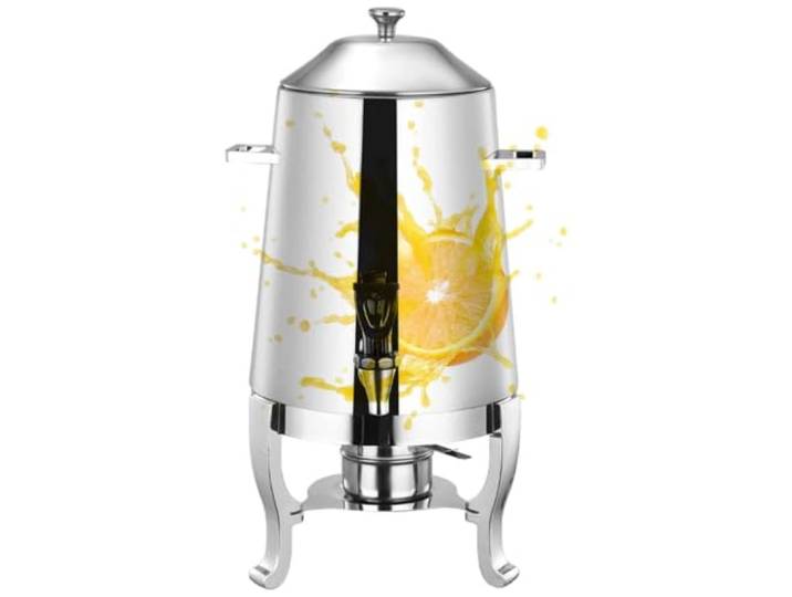 Kaffee-Urne Edelstahl Mit Heizung, Heißgetränkespender Für Buffet Gleichmäßige Wärmeverteilung, tropfsicherer Auslauf, glänzende Oberfläche, standsicherer Sockel(Silvery)