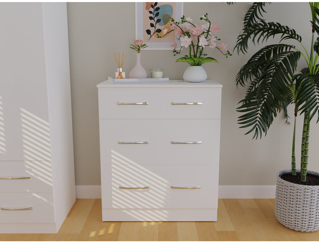 Brayden Studio Fully Assembled Alinuswe 4 - Drawer Chest of Drawers White Matt 88.5cm H X 76.5cm W X 41.5cm D