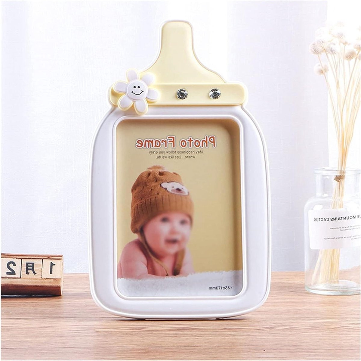 Creatieve Melkfles Fotolijst met High-definition Glas in Beige, 5x7 Inch