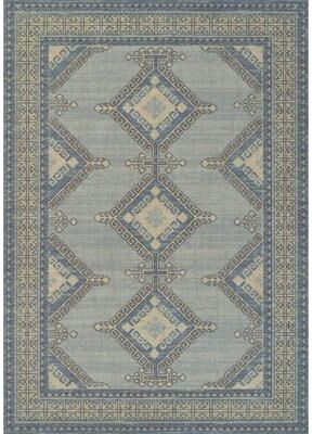 Momeni Anatolia Medallion Wool and Nylon Blue Area Rug