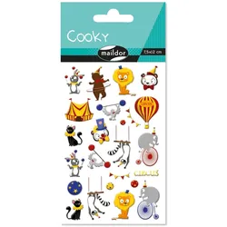 Maildor 10x Cooky, 1 Stickerbogen 7,5x12cm, Zirkus - Mehrfarbig CY139C