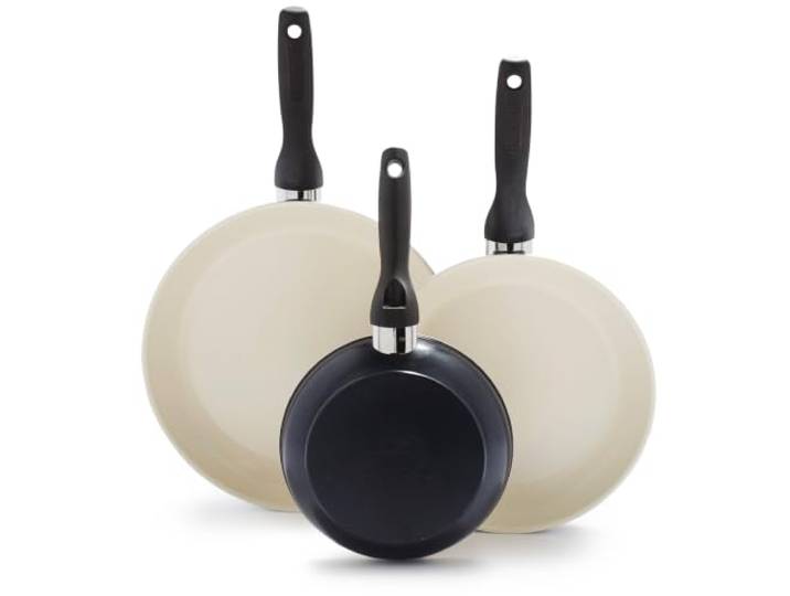 GreenPan Rio Bratpfannen-Set, harteloxiert, gesunde Keramik, antihaftbeschichtet, 17,8 cm, 24,1 cm und 27,9 cm, 3-teiliges Bratpfannen-Set, weicher Griff, PFAS-frei, spülmaschinenfest, ofenfest,