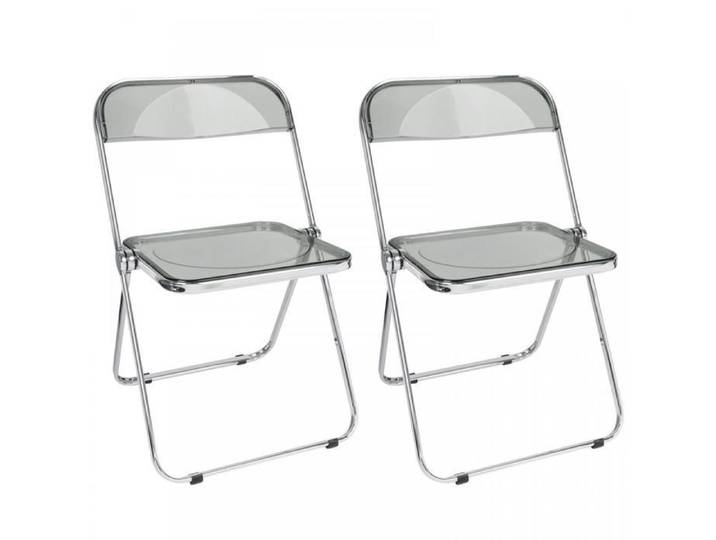 Chaises pliantes - VIVOLILV - Chaises Empilables - Lot de 2 Chaises Gris transparent Acrylique - 46x46x77 cm