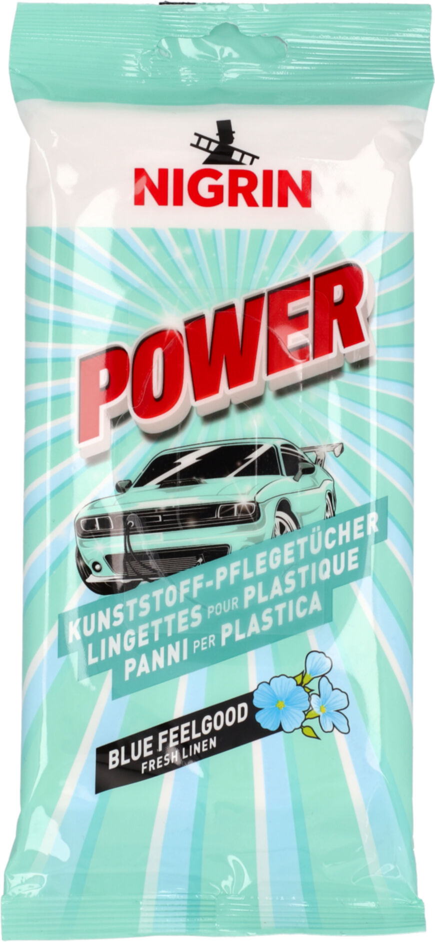Nigrin Kunststoffpflegemittel Power Kunststoff Pflegetücher Blue Feelgood 20x 753442