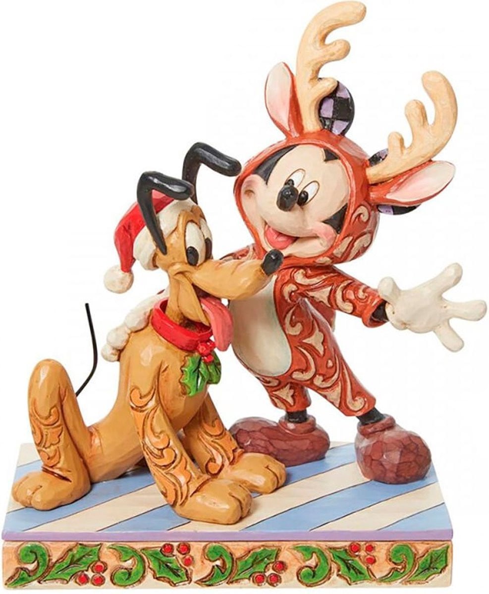Enesco Mickey Mouse & Pluto Festive Friends Kerstbeeldje 16 cm