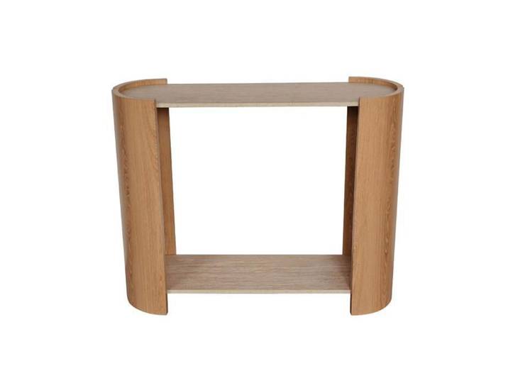 CALICOSY - Console à 2 niveaux décor travertin et bois L100 cm - IZIA - Bois clair