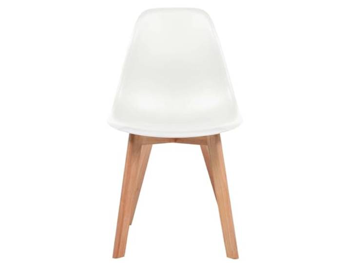 NLQMSU Essstühle, 4 Stück, weiß, Kunststoff Gebogene Rückenlehne, ergonomischer Sitz, Gestell aus Massivholz, schmutzige Oberfläche, einfache Montage