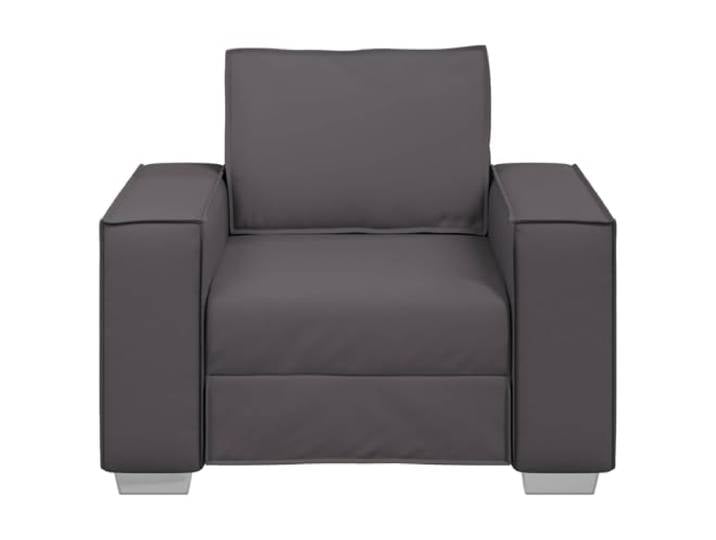 KTHLBRH Sessel Grau Kunstleder 100 cm Metallrahmen, weicher Schaum, modernes Design, Verwendung im Innenbereich