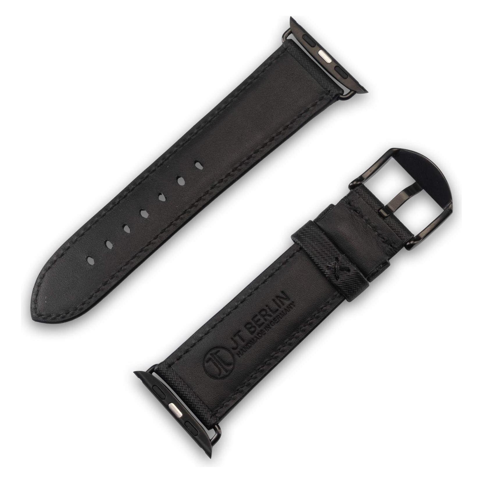 JT Berlin Apple Watch 42/44/45/49mm - Wannsee schwarz (42 mm, 44 mm, 45 mm, 49 mm, Edelstahl, Leder, Nytech, TPU) (10843)