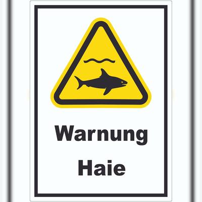 HB-Druck Aufkleber Warnung Haie A5 (148x210mm)