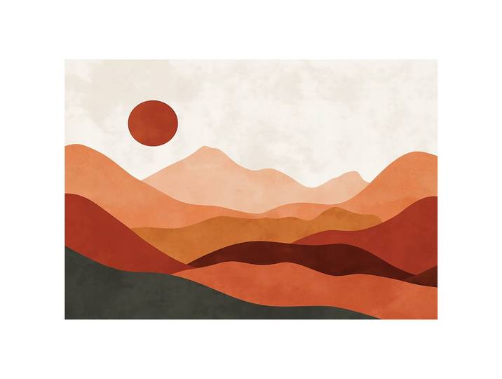 FOTOTAPETE Art Deco Gebirge Orange 200x140 cm