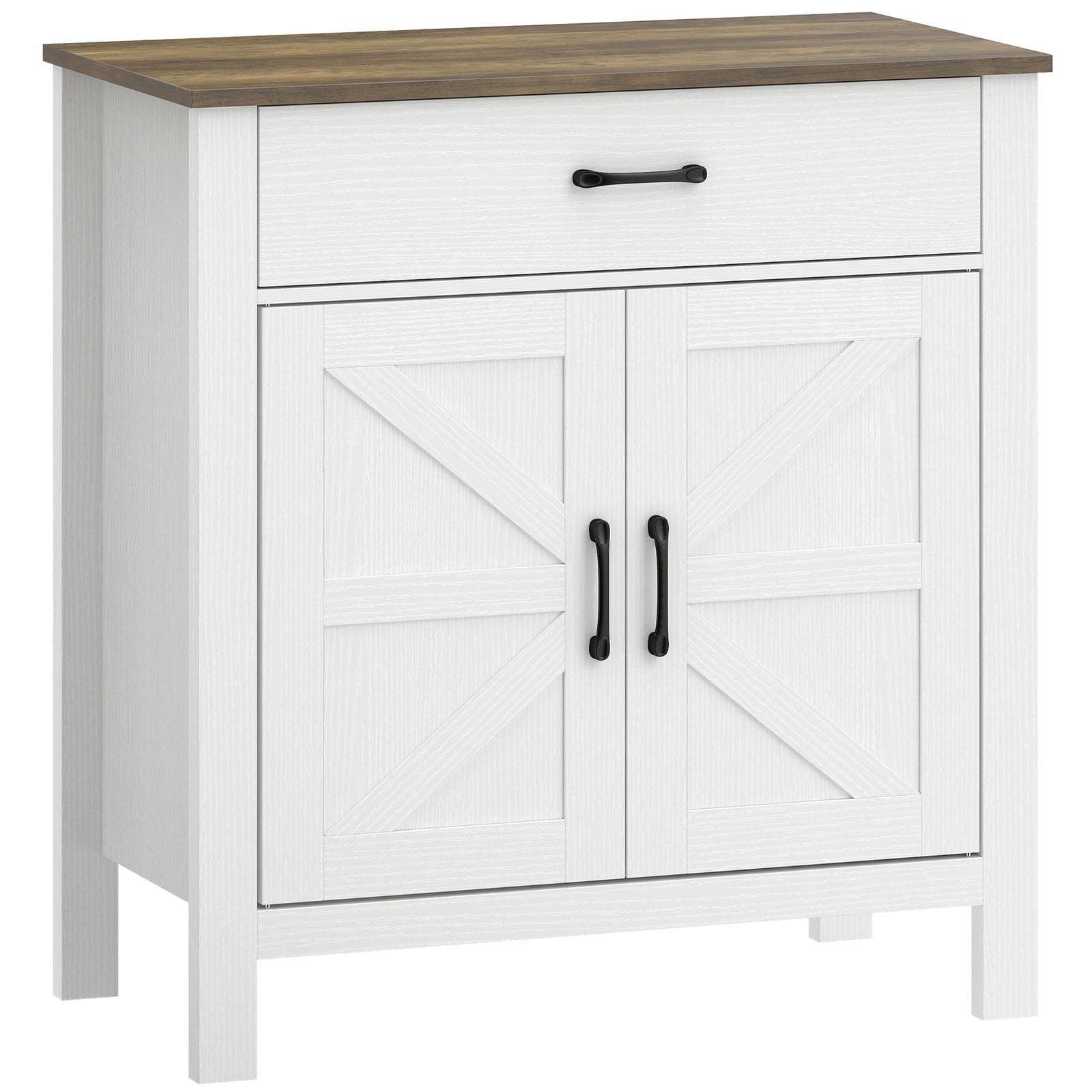 HOMCOM Dressoir Buffetskast met schuifdeuren en verstelbare plank in rustieke stijl, Wit
