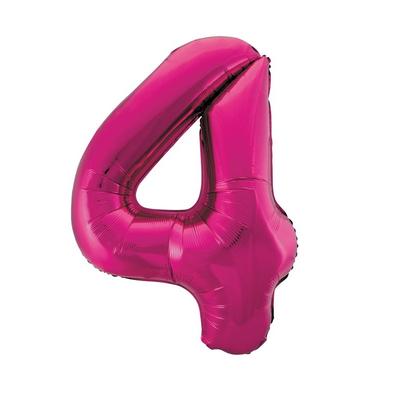 Folienballon Zahl 4 pink