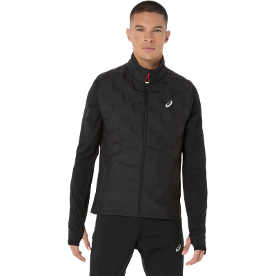 Steppweste ASICS "ROAD WINTER GILET", Herren, Gr. XXL, schwarz (performance schwarz), Web, Obermaterial: 100% Polyester, normal, Westen Steppweste, Wasserabweisend, Reflektierend, Smartphone-Fach