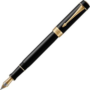 Parker Füller Duofold Classic Black G.C., Feder F, Edelharzgehäuse, schwarz, 18-Karat-Goldfeder