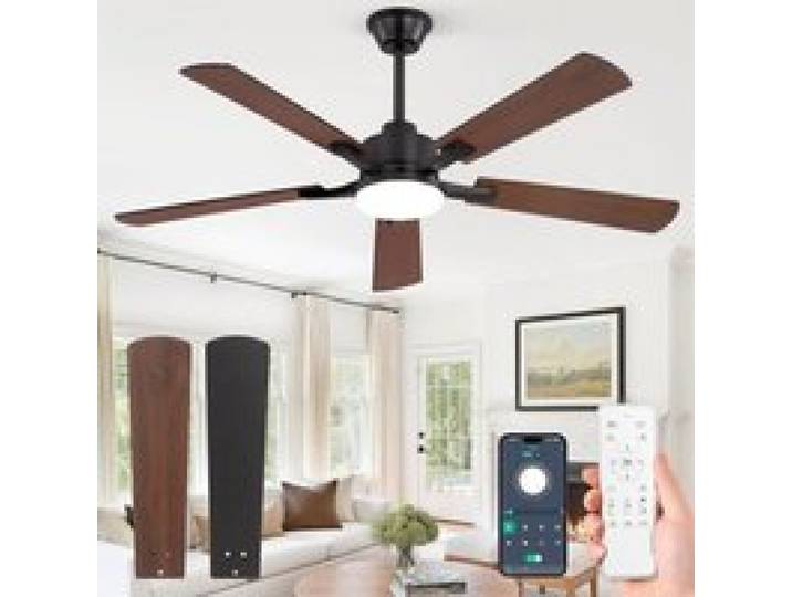 Ventilateur De Plafond Avec Lumière Led 132 Cm Moteur Dc Silencieux 6 Vitesses Télécommande & Application VENTILATEUR DE PLAFOND