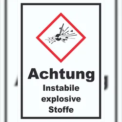 HB-Druck Schild Instabile explosive Stoffe Explosion hochkant A5 (148x210mm)