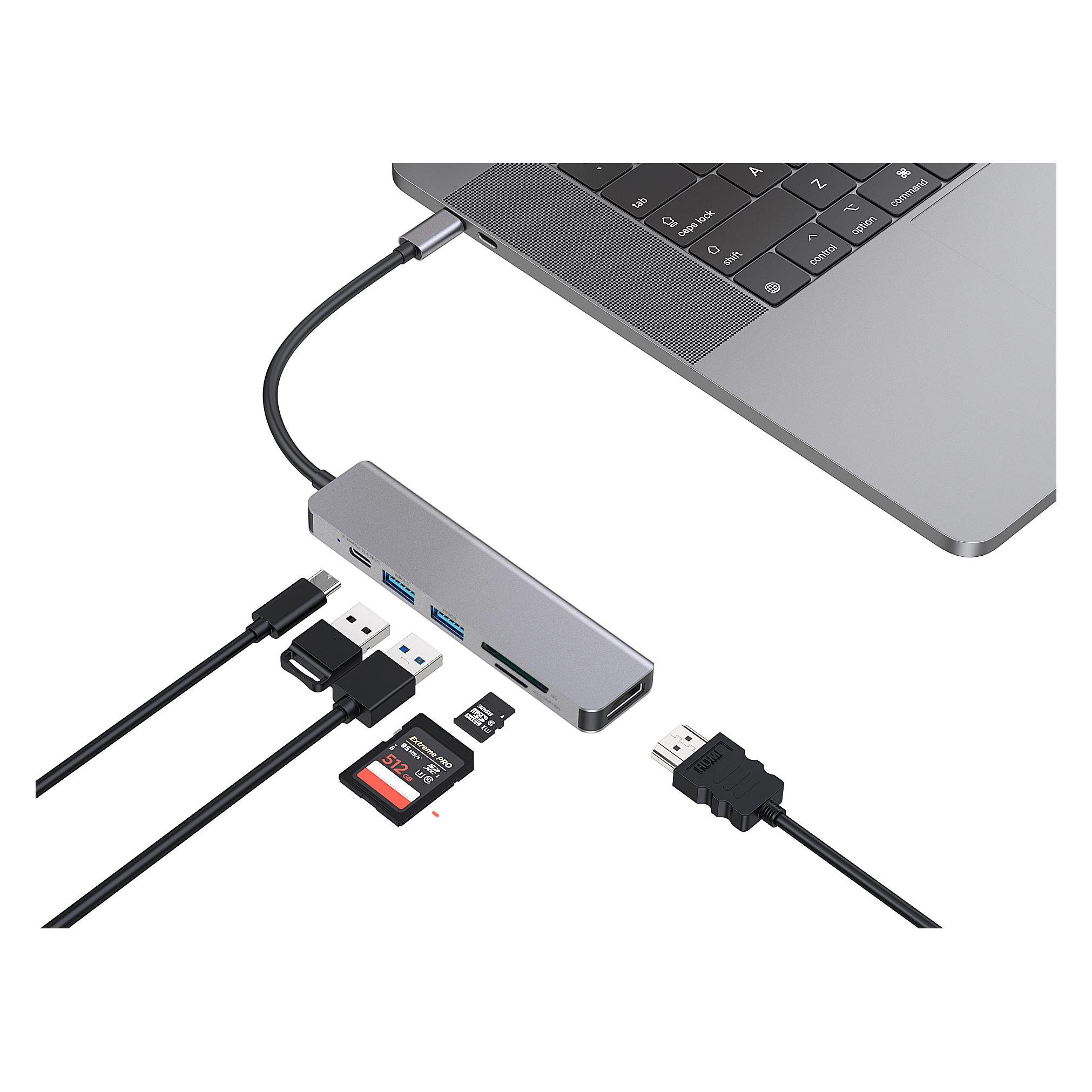 Conceptronic Dock USB-C->HDMI,2xUSB-A,SD,100WPD,HDMI,SD,TF (USB-C, 6 Ports) (DONN02G)