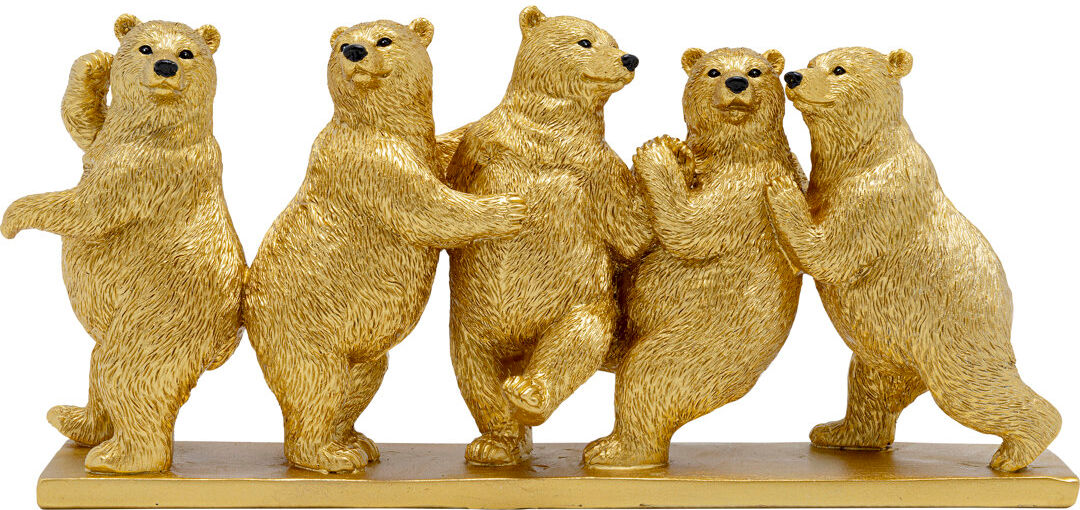 KARE Design Tipsy Dancing Bears decorative figurine Gold 14cm H X 30cm W X 7.5cm D