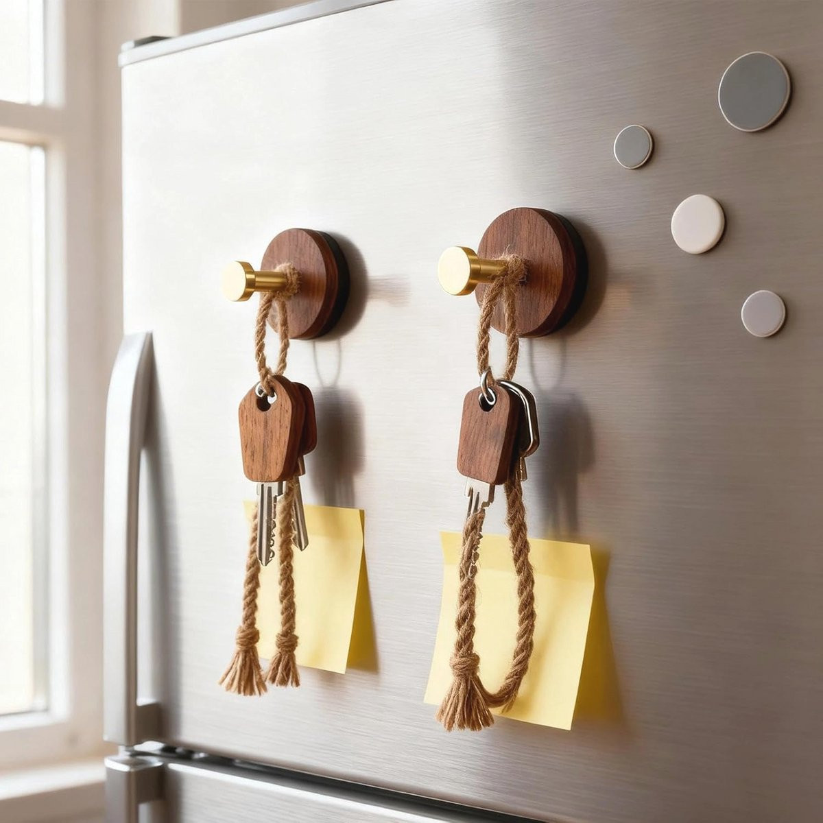 Set van 2 houten vintage wardrobe haken met magneten voor kleding en accessoires