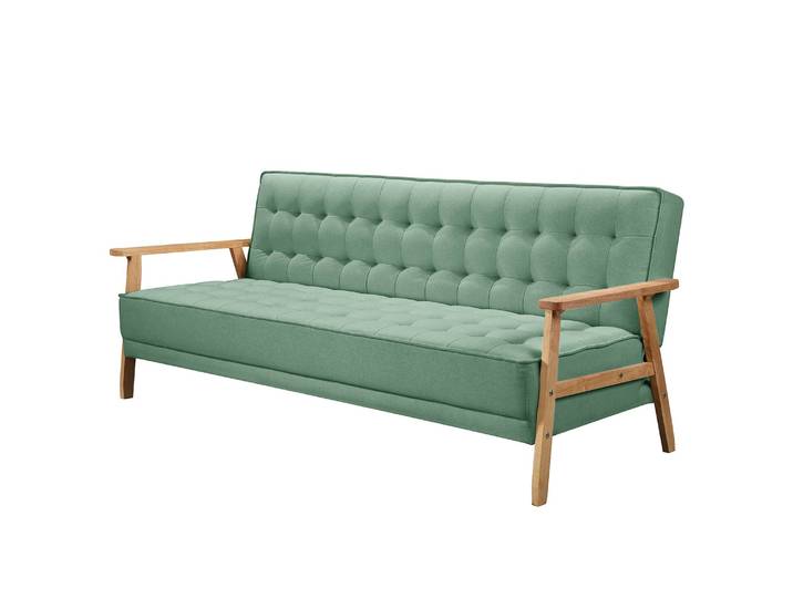 Schlafsofa MID CENTURY Grün/Mint Flachgewebe Sura 204 x 85 x 86cm mit Schlaffunktion Skandi