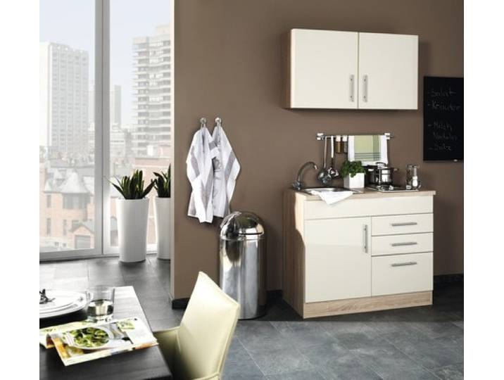 Held Möbel Miniküche mit Geräten Toronto 100 cm creme matt zerlegt 973.6509