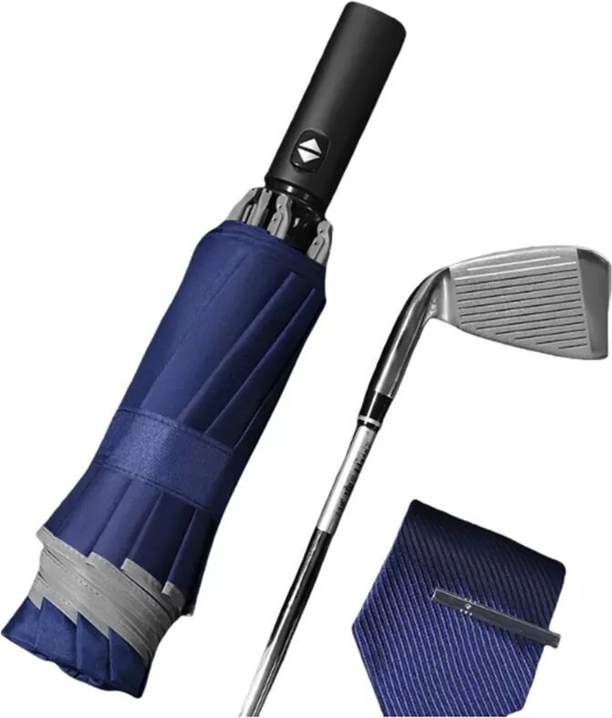 INF Automatischer Reverse-Regenschirm mit Reflexstreifen für Damen und Herren Blau