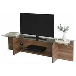 Dmora Fernsehschrank Dlinett, Ständer für Wohnzimmerfernseher, Niedriges Wohnzimmer-Sideboard, TV-Ständerbasis, 158x35h40 cm, Nussbaum