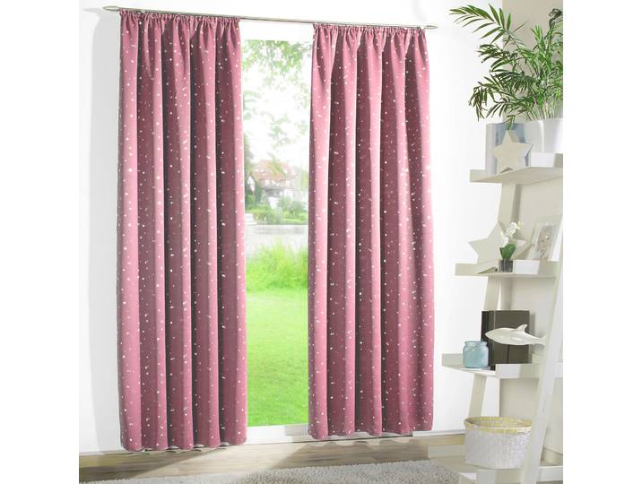 Vorhang WECKBRODT Sarin , rosa, B:135cm H:175cm, Microfaser, Polyester, Gardinen, Vorhang, blickdicht, Thermo, wärme-,kälteisolierend, abdunkelnd, Gardine, Store