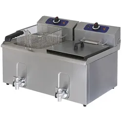 Virtus Elektro-Fritteuse mit Ablasshahn, Tischmodell, Ölfassungsvermögen 8+8 Liter (1241G)