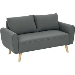 2-SITZER-SOFA mit 2 Kissen Polstersofa mit 54cm extra tiefen Sitzen Dunkelgrau