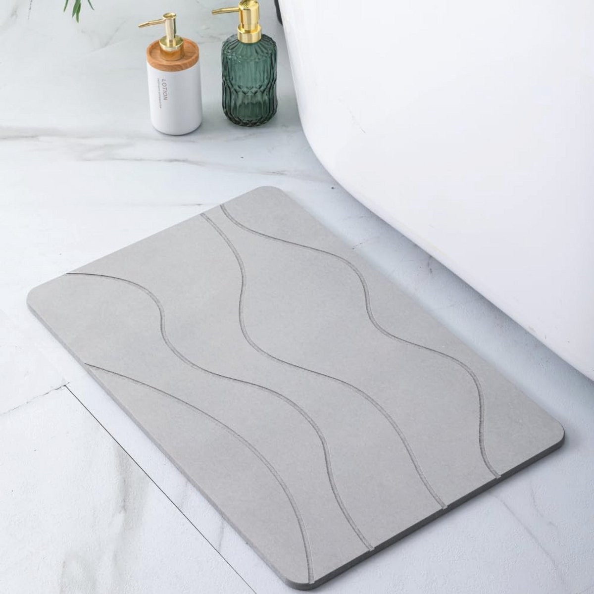 Merkloze Diatomiet Badmat 60 x 40 cm - Sneldrogend, Antislip en Antibacterieel Kiezelsteenmat