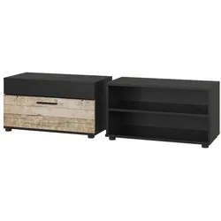 Vicco, Wohnwand, Wohnzimmerschränke Berno, Schwarz/Sandeiche, 2 Teile (70.80 x 35.30 x 38.90 cm)