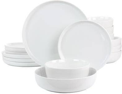 Gibson Pristine 16 Piece Round Fine Ceramic Dinnerware Set in White