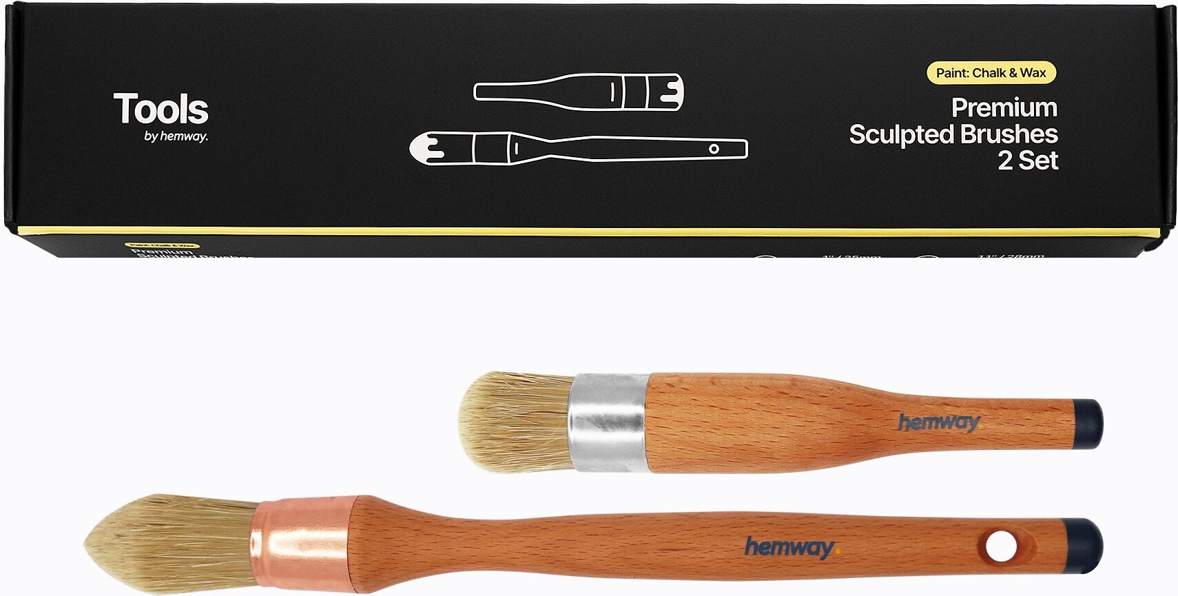 Hemway Chalk Paint Brush   Set of 2   Handmade   Sculpted Chalk & Wax Brushes - Set of 2
