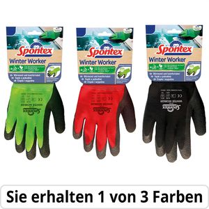 Spontex Arbeitshandschuhe Winter Worker Recycling, Latex-Beschichtung, farbig sortiert, 8 / L, 6 Paar