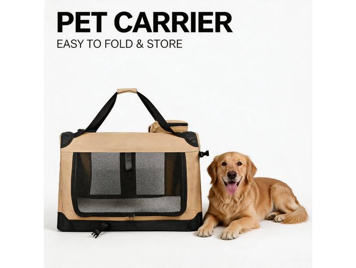 Cage de transport pliable et souple pour animaux de compagnie, 3 portes, avec sangles et tapis, pour chiens, chats et lapins
