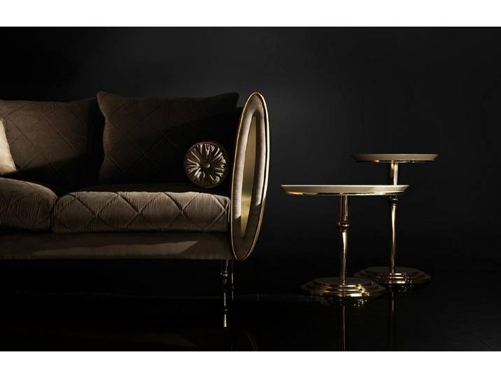 Xlmoebel Couchtisch Runder Beistelltisch aus Edelstahl im royal Designer-Stil, Made in Europa