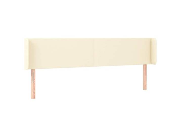 KTHLBRH Kopfteil aus Kunstleder, cremefarben, 183 x 16 x 78/88 cm Beine aus Lärchenholz, höhenverstellbar, Rückenunterstützung, Flecklederimitat, Lieferung mit Handbuch